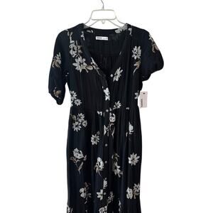 Women’s Sonoma Goods For Life black floral button-front dress in size XS.